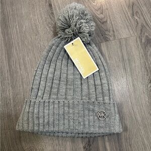Michael Kors Heather Gray Pom-Pom Beanie